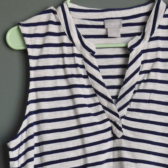 Chicos Hemmed Striped Tank Top Large - Picture 6 of 6